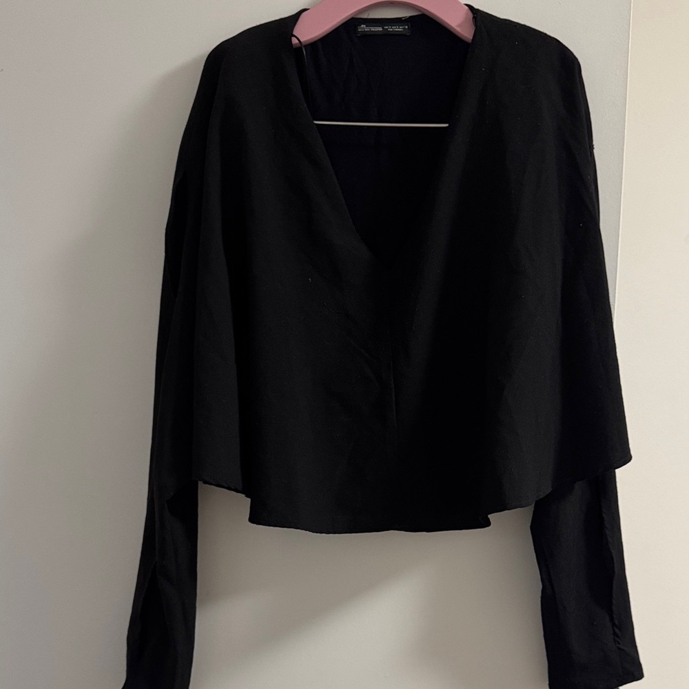 Zara Black V-Neck Blouse